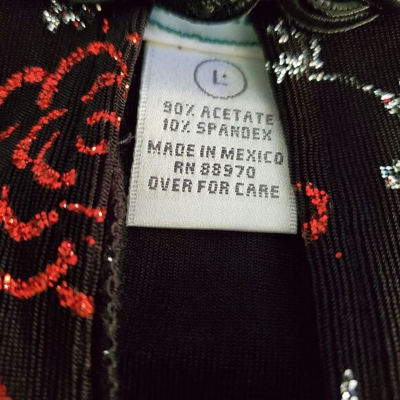 Sparkle black sliver red Cheongsam strettch top large - Picture 9 of 12